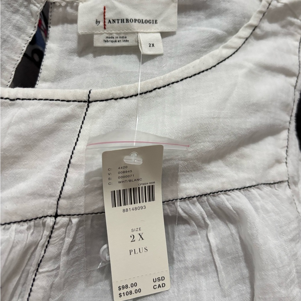 NWT ANTHROPOLOGIE Women’s Cap-Sleeve Babydoll Blouse - Picture 13 of 16